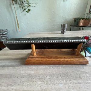 stained glass leaded kaleidoscope with 2 wheels. has markings on top